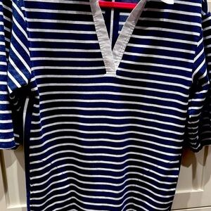 Tommy Bahama navy & white stripe shirt dress. Size small.